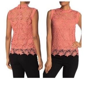 NWT Nanette Lepore Spring Fling Sleeveless Lace Top in Naive Peach Women's Sz M